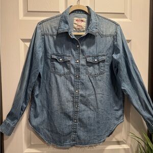 Mossimo Supply Co. Shirt Womens Blue Denim Long Sleeve Button Down Size M